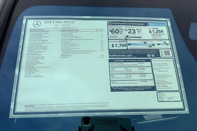 2024 Mercedes Benz S-CLASS S 580e