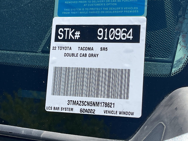 2022 Toyota Tacoma 2WD SR52WD SR5 Double Cab 5&#039; Bed V6 AT (Natl
