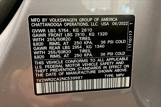 2022 Volkswagen Atlas 3.6L V6 SE w/Technology