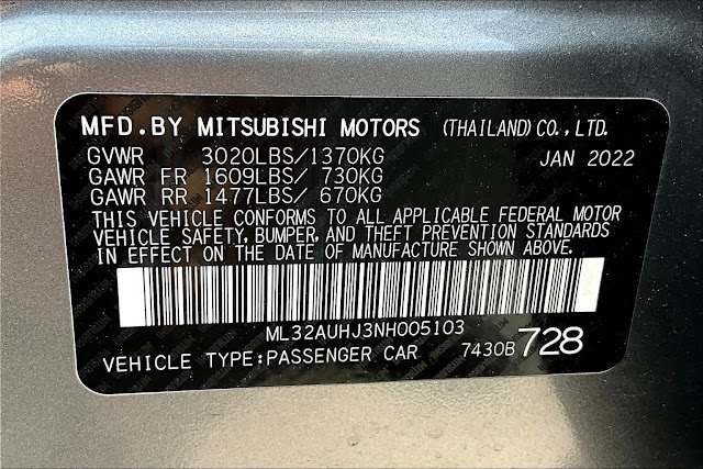 2022 Mitsubishi Mirage LE