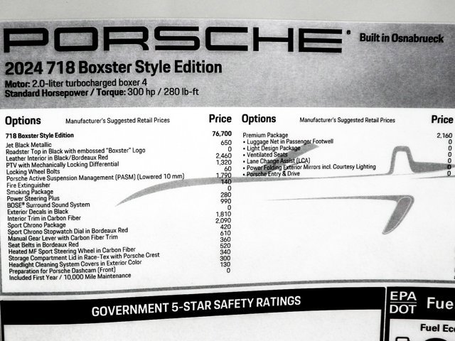 2024 Porsche 718 Boxster Style Edition